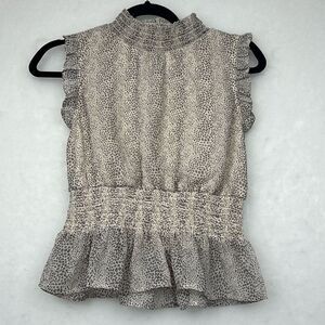 Japna Women's Turtleneck Sleeveless Blouse Elastic Waist Sz S